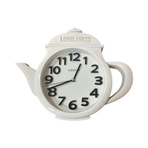"Loveliness" Teapot Wall Clock - White