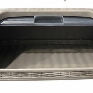 Rattan-Style Bread Box with Roll-Top Acrylic Lid — Beige