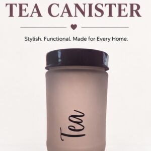 "Tea" Frosted White Glass Jar · Black Lid