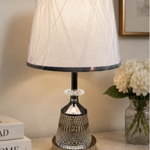 Crystal Table Lamp with Linen Shade