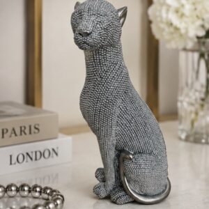 Silver Crystal-Glittering Panther Figurine